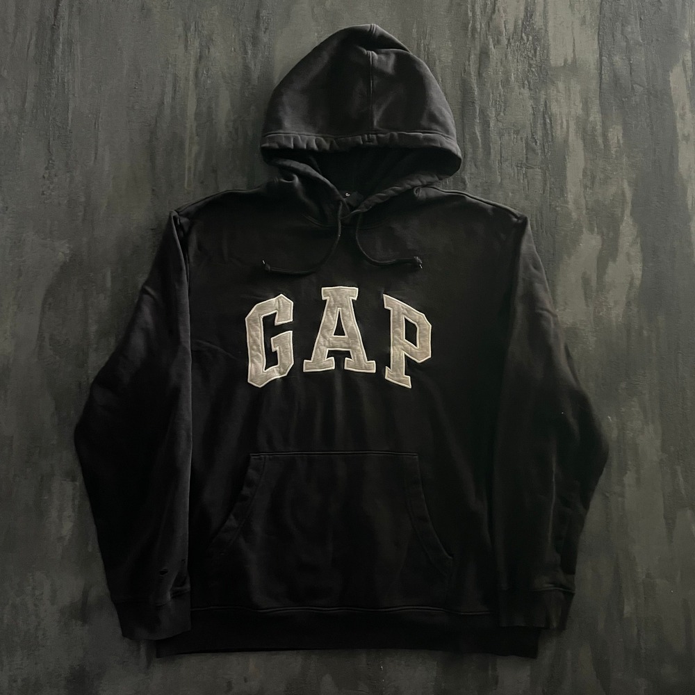 Vintage Gap Pullover Hoodie Mens Large Black 2000s Arch Logo